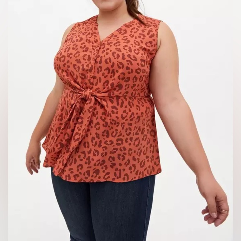 Torrid Orange Leopard Print Blouse - Picture 2 of 9